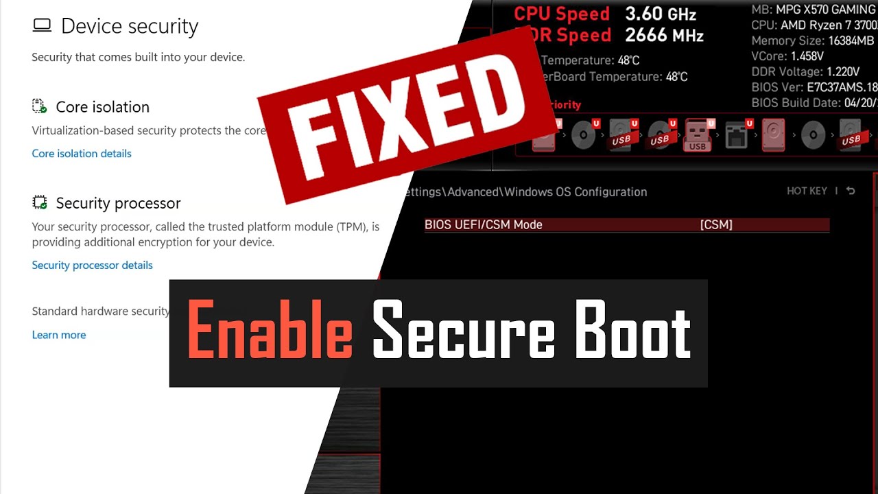 secure boot can be enabled when system in user mode