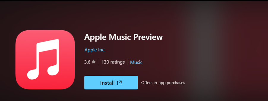 Apple Music Preview for Windows 11
